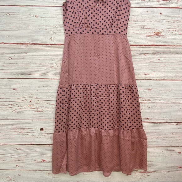 Ted Baker Izziie Mix Polka Dot Midi Dress in Dusky Pink Sz 1 Sz 4 - Picture 13 of 16